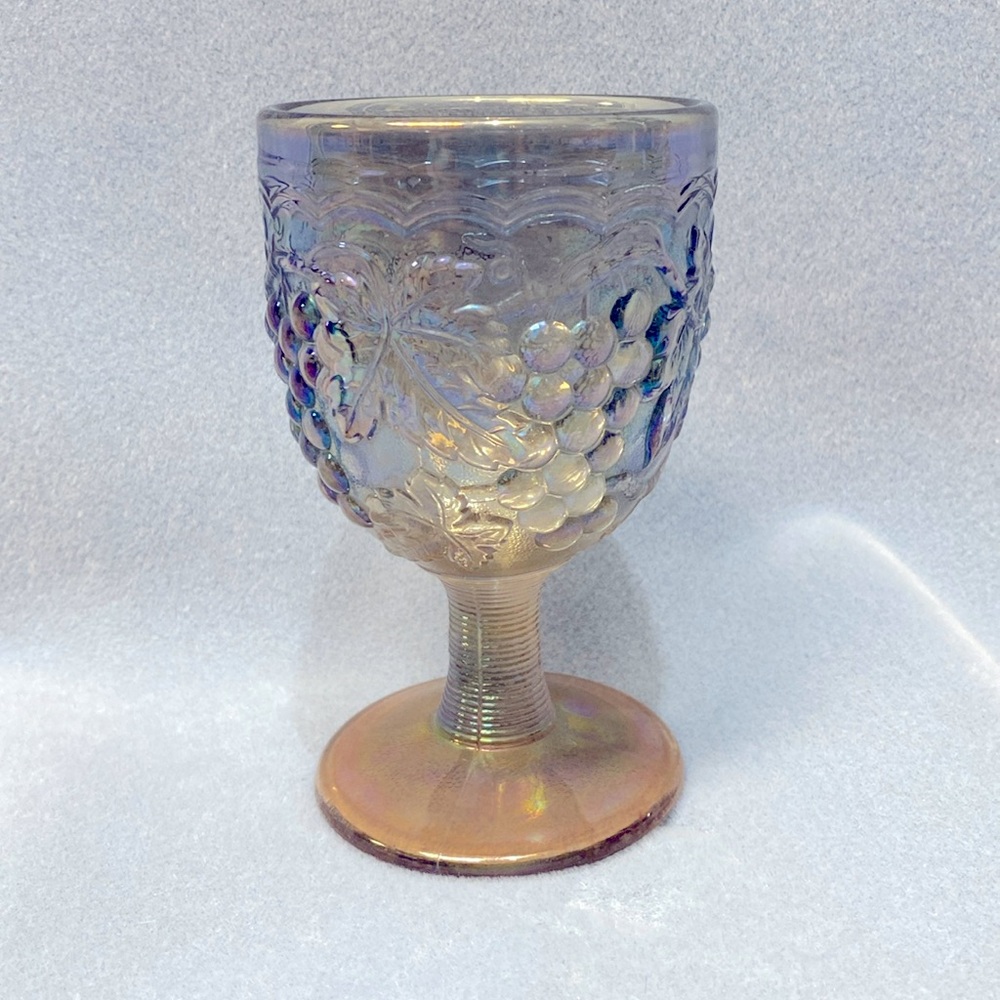Imperial Glass Vintage Blue Purple Carnival Grape Water Goblet